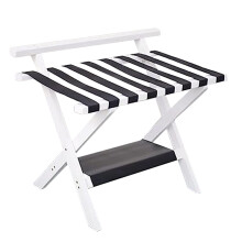 Luggage Stand for Suitcases - Foldable Bamboo 2-Tier Luggage Rack with Shelf, Heavy-Duty Design for Bedroom and Guest Room