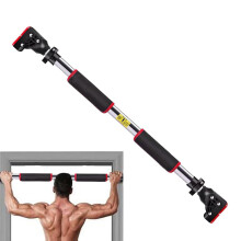 Chin Up Bar Portable Adjustable Fitness Equipment, Sturdy Multi-Functional Horizontal Bar for Home Gym, Easy Installation Red
