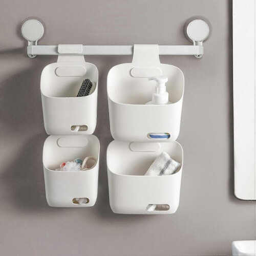 (S, Grey) Bathroom Storage Basket High Capacity Hanging Space-saving Tandem Suspension Storage Basket for 1