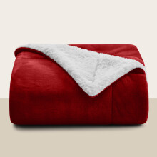 (Single, Burgundy) Sherpa Blanket Thick Soft Reversible Winter Warm Throw - 480 GSM Mink Fleece Sofa Bed Travel Blanket