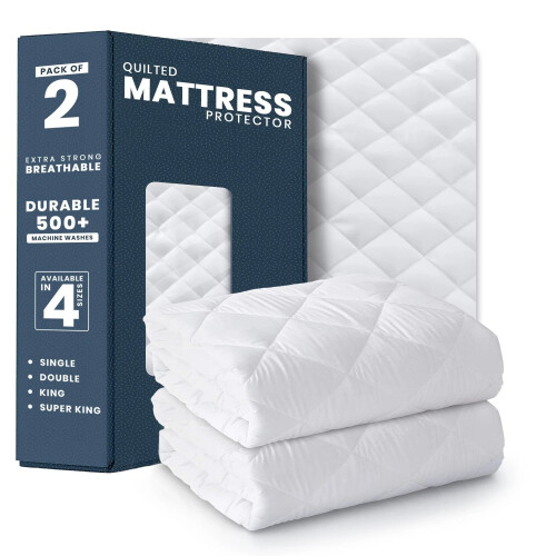 (Set of 2 DOUBLE) 2 Pack Mattress Protector Extra Deep 30CM Fitted Bed Cover Single Double King