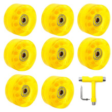 8mm x 32mm x 58mm 82A Purple Yellow Roller Skate Wheels with Multi-Function Skateboard Accessories