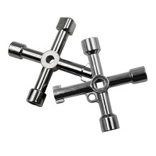 3-Piece Multifunctional Key Set with 4-Way Cross and Triangle Keys for Cabinets, Gas, Water, and Electric Valves, Silver