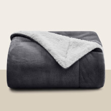 (Single, Grey) Sherpa Blanket Thick Soft Reversible Winter Warm Throw - 480 GSM Mink Fleece Sofa Bed Travel Blanket