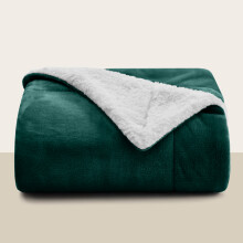 (Single, Emerald) Sherpa Blanket Thick Soft Reversible Winter Warm Throw - 480 GSM Mink Fleece Sofa Bed Travel Blanket