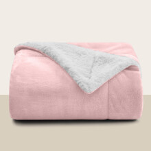 (Single, Pink) Sherpa Blanket Thick Soft Reversible Winter Warm Throw - 480 GSM Mink Fleece Sofa Bed Travel Blanket