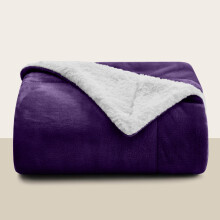 (Single, Purple) Sherpa Blanket Thick Soft Reversible Winter Warm Throw - 480 GSM Mink Fleece Sofa Bed Travel Blanket