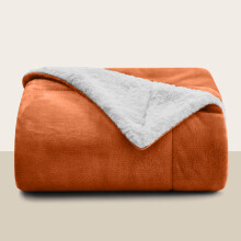 (Single, Rust) Sherpa Blanket Thick Soft Reversible Winter Warm Throw - 480 GSM Mink Fleece Sofa Bed Travel Blanket