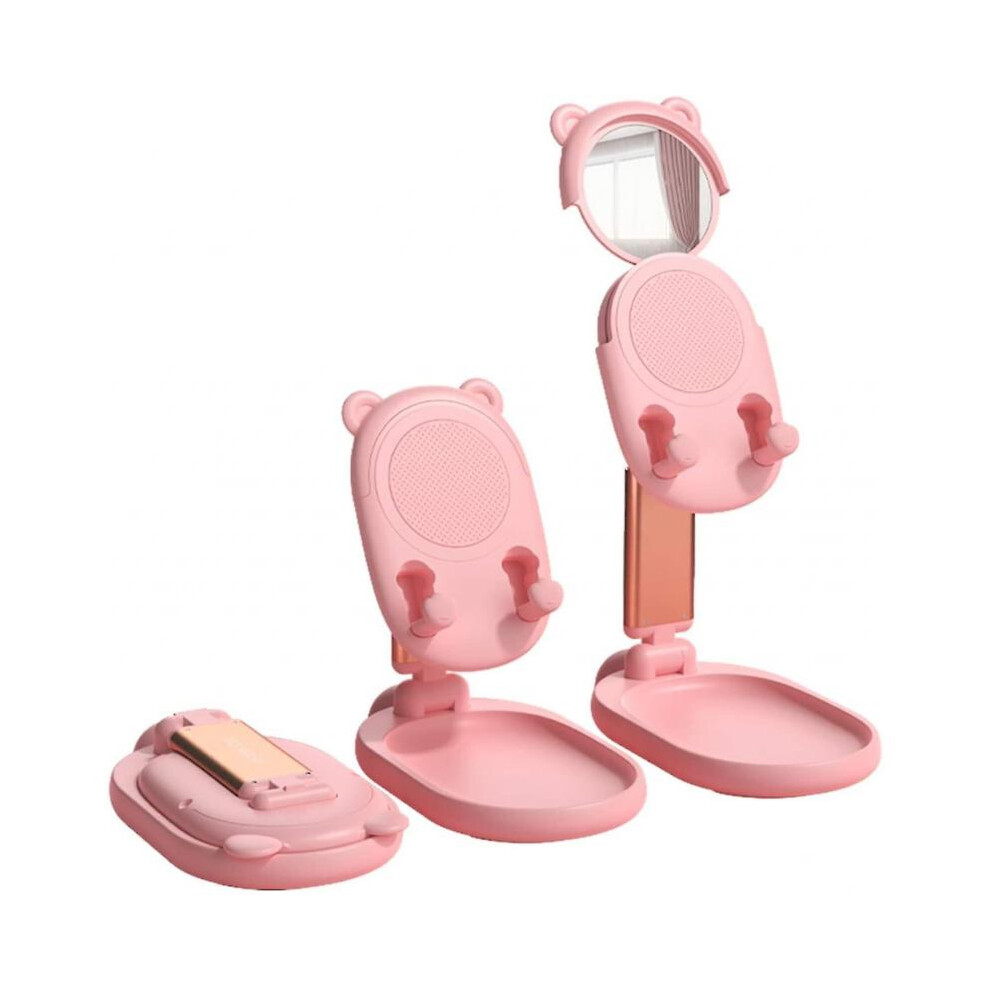 Tabletop Mobile Phone Stand, Cute Bear Mobile Phone Stand, Kawaii Foldable Props, Mobile Phone Holder For Smartphones (4-10 Inch) (Pink)