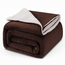(Double, Coffee) Sherpa Blanket Thick Soft Reversible Winter Warm Throw - 480 GSM Mink Fleece Sofa Bed Travel Blanket