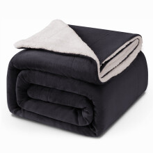 (Double, Grey) Sherpa Blanket Thick Soft Reversible Winter Warm Throw - 480 GSM Mink Fleece Sofa Bed Travel Blanket