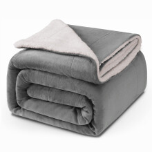 (Double, Silver) Sherpa Blanket Thick Soft Reversible Winter Warm Throw - 480 GSM Mink Fleece Sofa Bed Travel Blanket