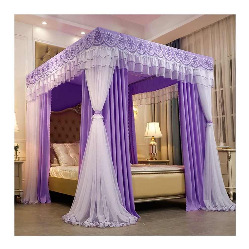 Canopy Mosquito Net for Twins Queen King 150x200x200 cm Lila-A Bedroom Decoration with Embroidery