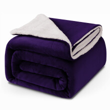 (Double, Purple) Sherpa Blanket Thick Soft Reversible Winter Warm Throw - 480 GSM Mink Fleece Sofa Bed Travel Blanket