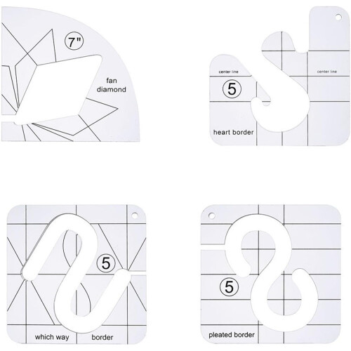 Quilting Templates, Transparent Acrylic, 4-Piece Quilt Ruler Set for Sewing Machine and Patchwork Projects 2
