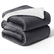(King, Grey) Sherpa Blanket Thick Soft Reversible Winter Warm Throw - 480 GSM Mink Fleece Sofa Bed Travel Blanket