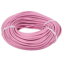 3mm Pink Braided Genuine Leather Cord, 2 Meter Round Leather String for DIY Necklaces and Bracelets