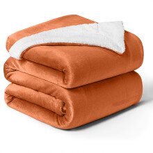 (King, Rust) Sherpa Blanket Thick Soft Reversible Winter Warm Throw - 480 GSM Mink Fleece Sofa Bed Travel Blanket