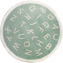 ABC Alphabet Round Rug Soft Plush Non-Slip for Kids Room Classroom Decor Green 80 cm Cartoon Design for Boys Girls