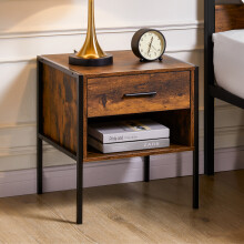 (Dark Wood) Brooklyn 1-Drawer Bedside Cabinet / Nightstand