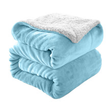 (Super King, Sky Blue) Sherpa Blanket Thick Soft Reversible Winter Warm Throw - 480 GSM Mink Fleece Sofa Bed Travel Blanket