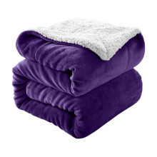 (Super King, Purple) Sherpa Blanket Thick Soft Reversible Winter Warm Throw - 480 GSM Mink Fleece Sofa Bed Travel Blanket