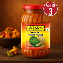 Mother's Recipe Punjabi Mixed Pickle – 500g (Pack of 3) | Authentic North Indian Taste | Spicy & Tangy Mixed Vegetable Achar