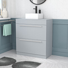 Nes Home 800mm Matte Grey Basin Vanity And Rectangle Counter Top Basin Sink Unit