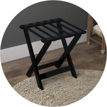 Luggage Rack for Guest Room, Collapsible Suitcase Stand, Lightweight Wooden Hotel Luggage Holder, Black 60x45x50cm