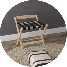 Foldable Luggage Rack for Hotel Rooms, Solid Wood Luggage Stand, Portable Shoe Rack White, Size A-60 x 41 cm