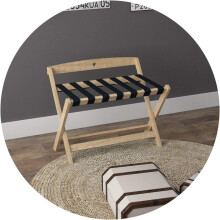 Foldable Luggage Rack for Hotel Rooms Made of Solid Wood, Suitcase and Shoe Rack, White, Size A-60x41cm and 80x41x59cm