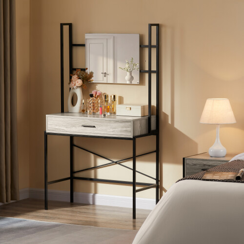 Vida Designs (Grey) Brooklyn 1-Drawer Dressing Table / Makeup Desk