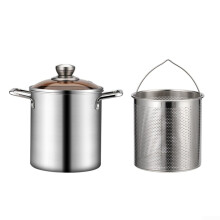 Stainless Steel Deep Fryer Pot with Basket for Fries, Meat, and Vegetables, Large Capacity, Easy to Clean