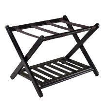 Folding Suitcase Stand with 2-Tier Design, 4 Sturdy Straps, 60 kg Capacity for Guest Rooms and Hotels