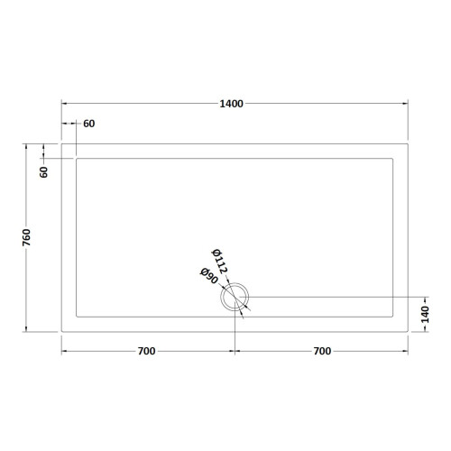 NES Home Slim 1400 x 760 mm Rectangular Polyurethane Resin Shower Tray Slate Grey 2