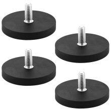 Neodymium Magnets Pack of 4 Rubberised 43mm with M6 Male Thread 10kg Adhesive Force Non-Slip Magnetic System