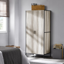 (Grey) Brooklyn 2 Door Industrial Wardrobe Storage Unit
