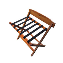 Folding Wooden Luggage Rack - Double Layer Suitcase Stand in White, Solid Wood with Nylon Straps, Hotel Use