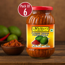 Mother's Recipe Punjabi Teekha Mango Pickle – 500g (Pack of 6) | Authentic North Indian Taste | Extra Spicy & Tangy Mango Achar