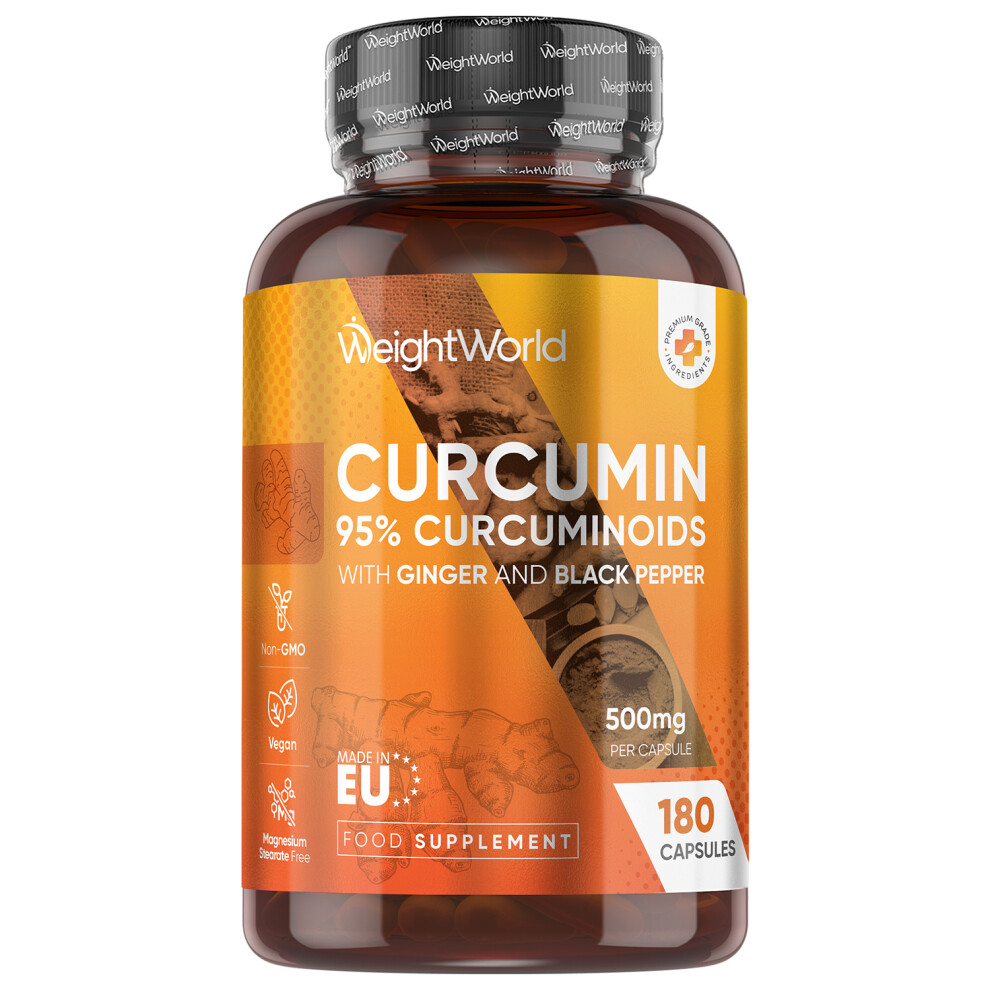 Weightworld Black Organic Turmeric 180 Vegan Caps With Ginger & Pepper - Eu Made