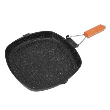 Bratpfanne Outdoor Haushalt Klapp Buche Griff Energiesparende Antihaft-Streifen Steak Spezialpfanne