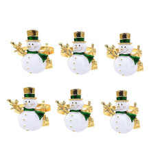 Weihnachtsserviettenringe, 6er-Set, Schneemann-Serviettenringhalter aus Metall für Esstischdekoratio