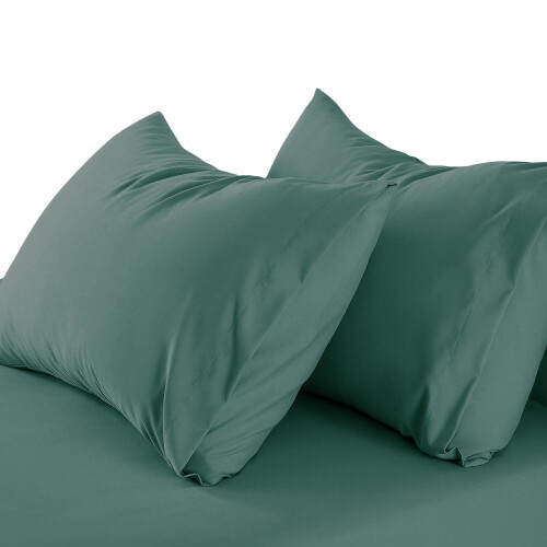(Emerald Green, Pillow Case Pair) Fitted Bed Sheet Extra Deep 25cm Single Double King Bed Sizes 2