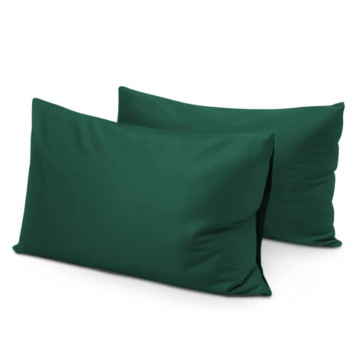 (Emerald Green, Pillow Case Pair) Fitted Bed Sheet Extra Deep 25cm Single Double King Bed Sizes