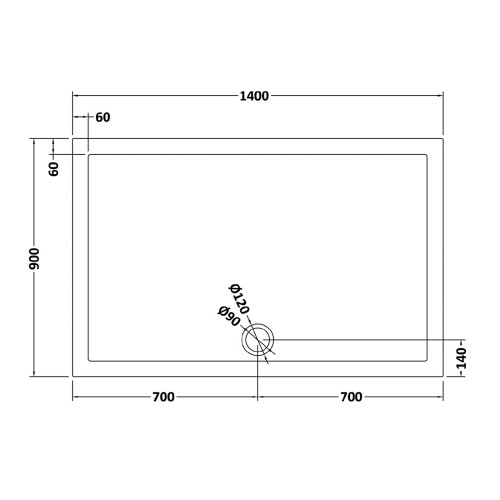 NES Home Slim 1400 x 900 mm Rectangular Polyurethane Resin Shower Tray Slate Grey 2