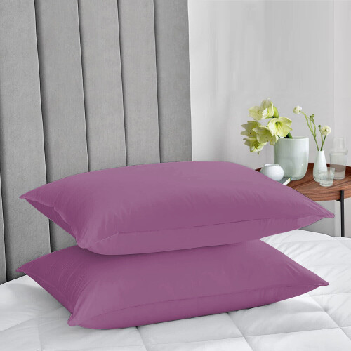 (Purple, Pillow Case Pair) Fitted Bed Sheet Extra Deep 25cm Single Double King Bed Sizes 2