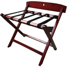 Guest Room Luggage Rack, Foldable Wooden Suitcase Stand with Nylon Straps, Stable Luggage Stand with Straight Legs
