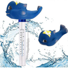 Schwimmbadthermometer, schwimmendes Schwimmbadthermometer, mit Seil, stoßfest (Haifisch) Teiche