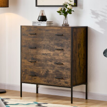 (Dark Wood) Brooklyn 4 Drawer Chest of Drawers Bedroom Storage
