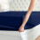 (Navy Blue, Single- 91x190cm) Fitted Bed Sheet Extra Deep 25cm Single Double King Bed Sizes 3
